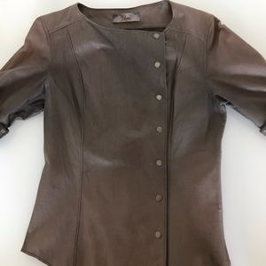 Paige women’s grey leather jacket sz6